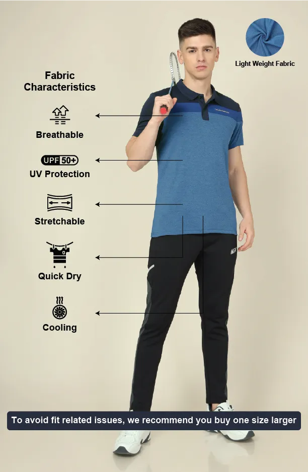 Men Colorblock Slim Fit Polo T-shirt with DOUBLE COOL