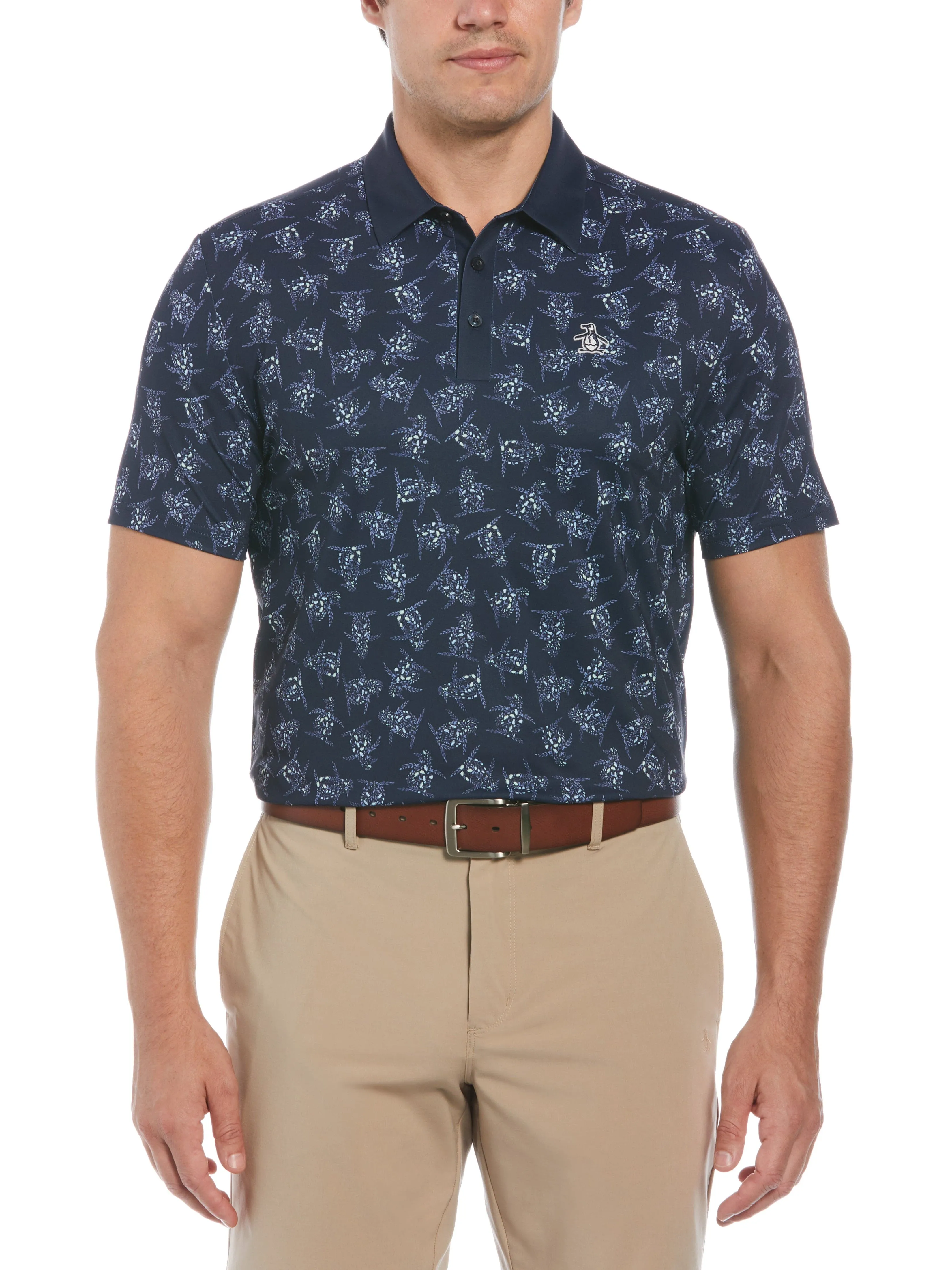 Men's 60s Floral Pete Print Short Sleeve Golf Polo Shirt