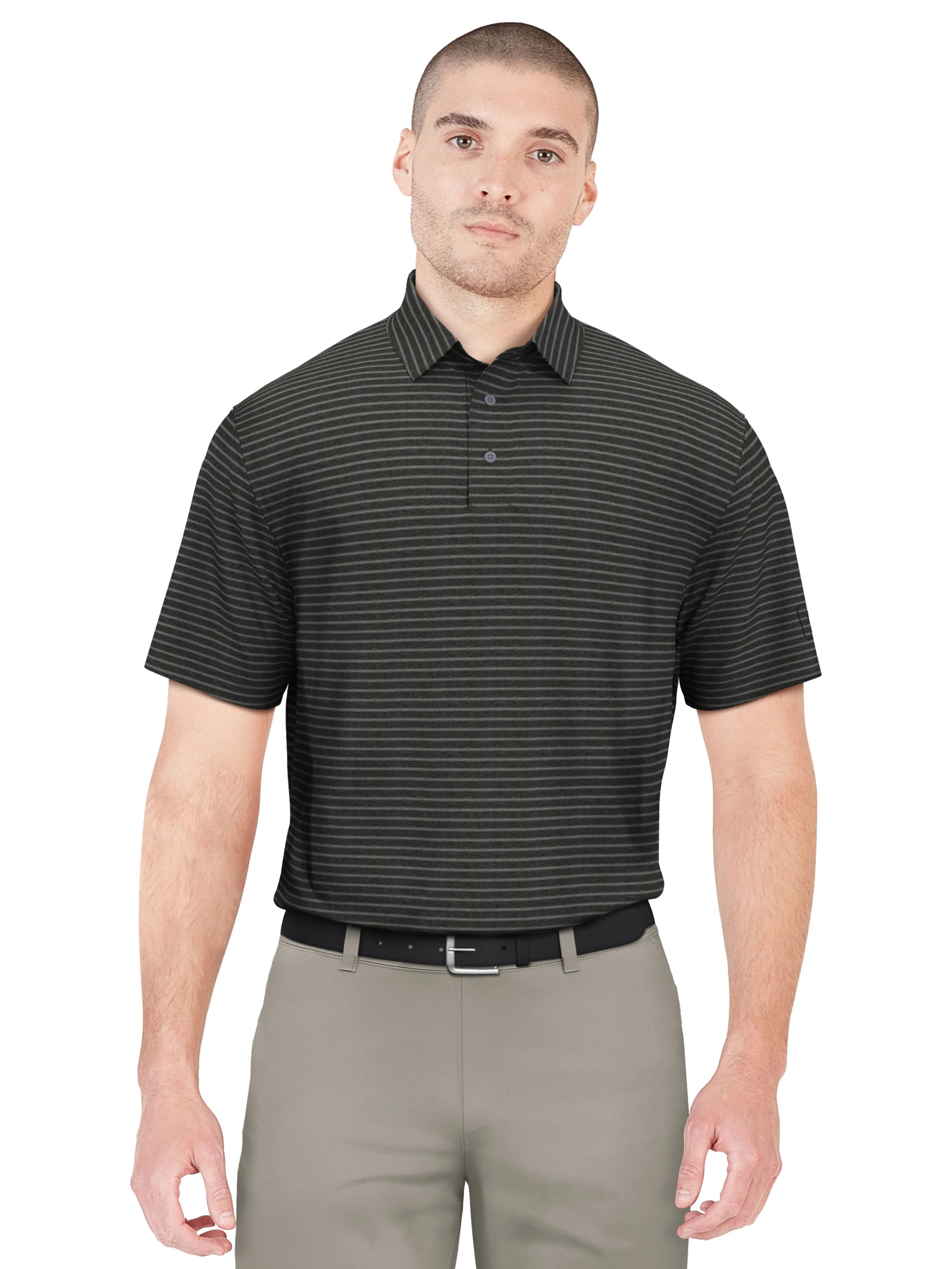 Men's Heather Feeder Stripe Golf Polo