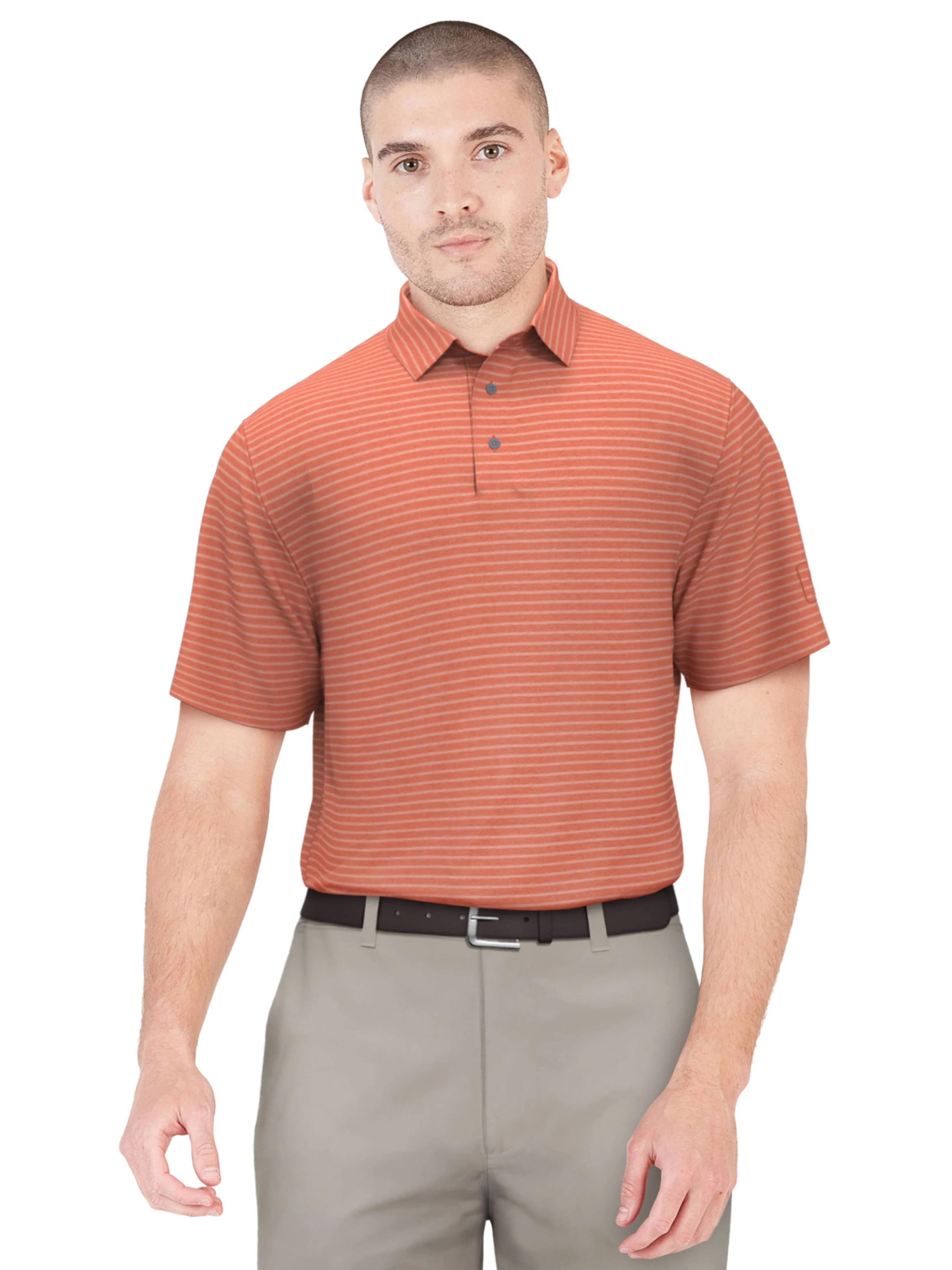 Men's Heather Feeder Stripe Golf Polo