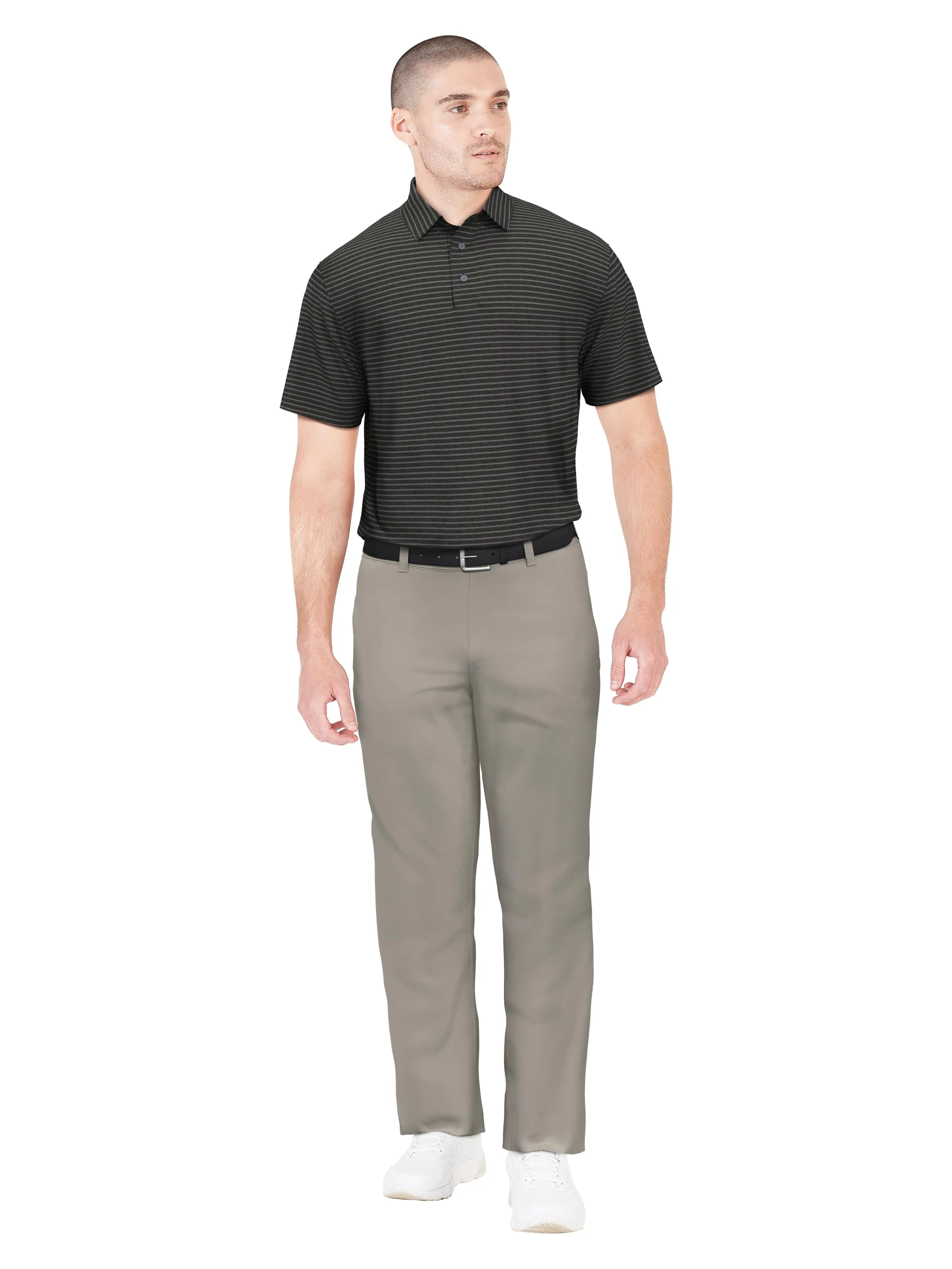 Men's Heather Feeder Stripe Golf Polo