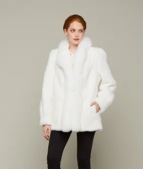 Luxurious White Mink Fur Coat for Women - Stylish and Warm Outerwear