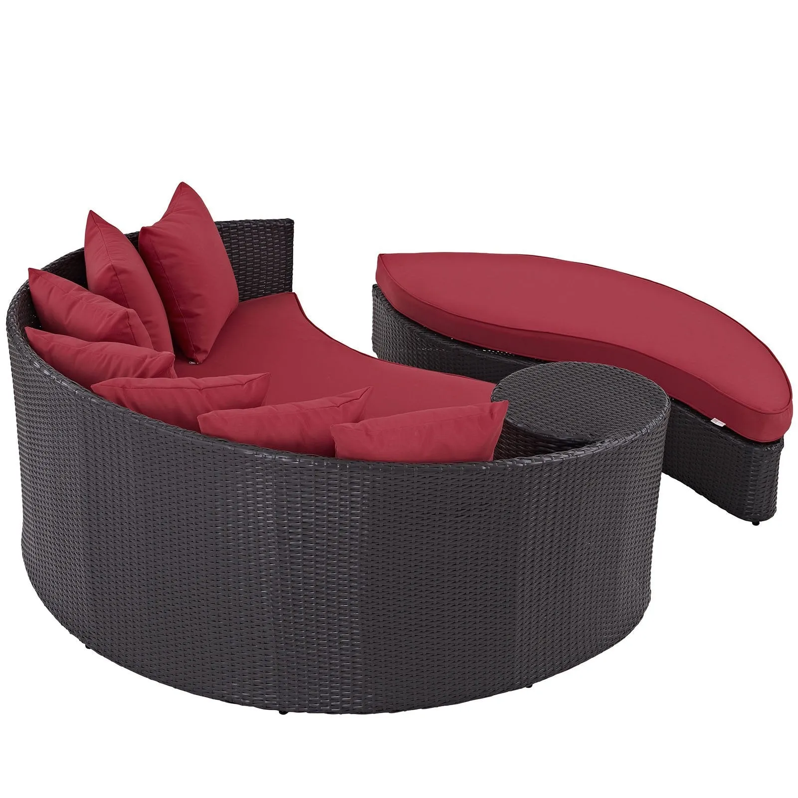 Modway Convene Wicker Rattan Outdoor Patio Daybed in Espresso Red