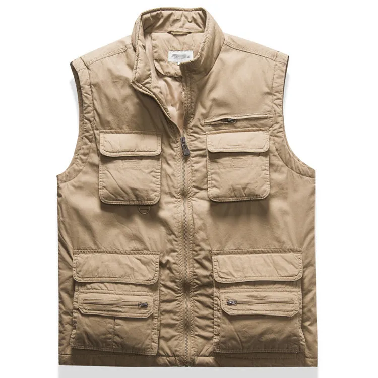 Multi-pocket Fishing Plus Cotton Men's Vest