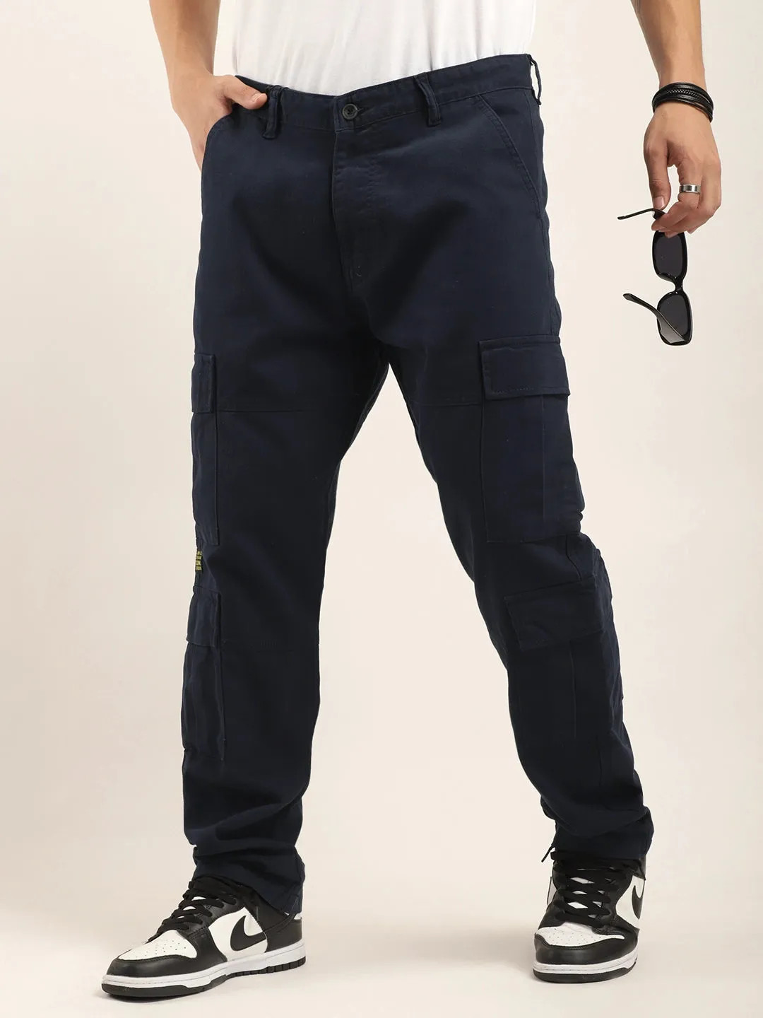 Navy Cotton Drill Baggy Fit 8 pocket Cargo