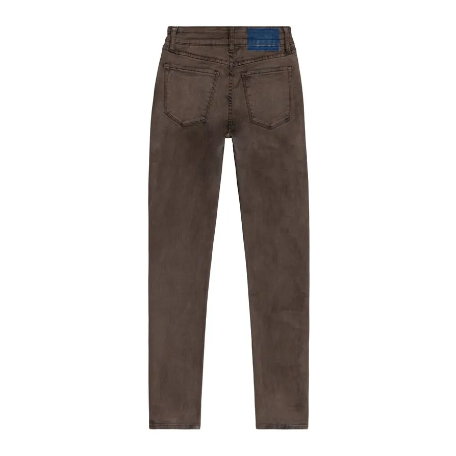 Over Spray Fashion Denim Pants - Aztec Brown