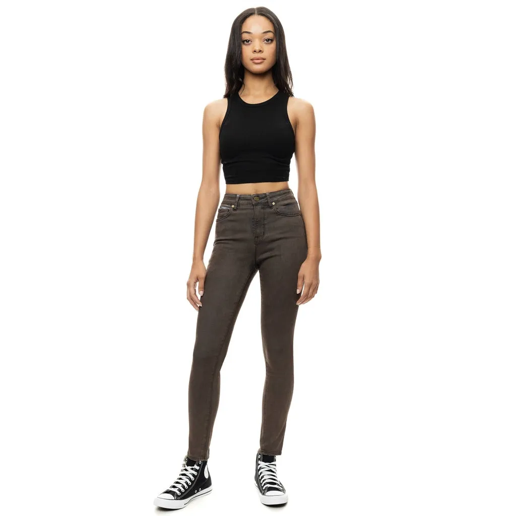 Over Spray Fashion Denim Pants - Aztec Brown