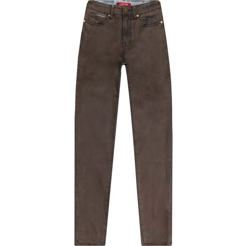 Over Spray Fashion Denim Pants - Aztec Brown