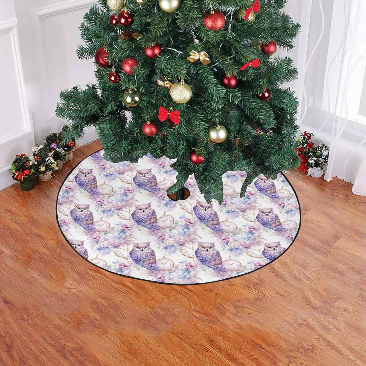 Pastel Owls  Christmas Tree Skirt