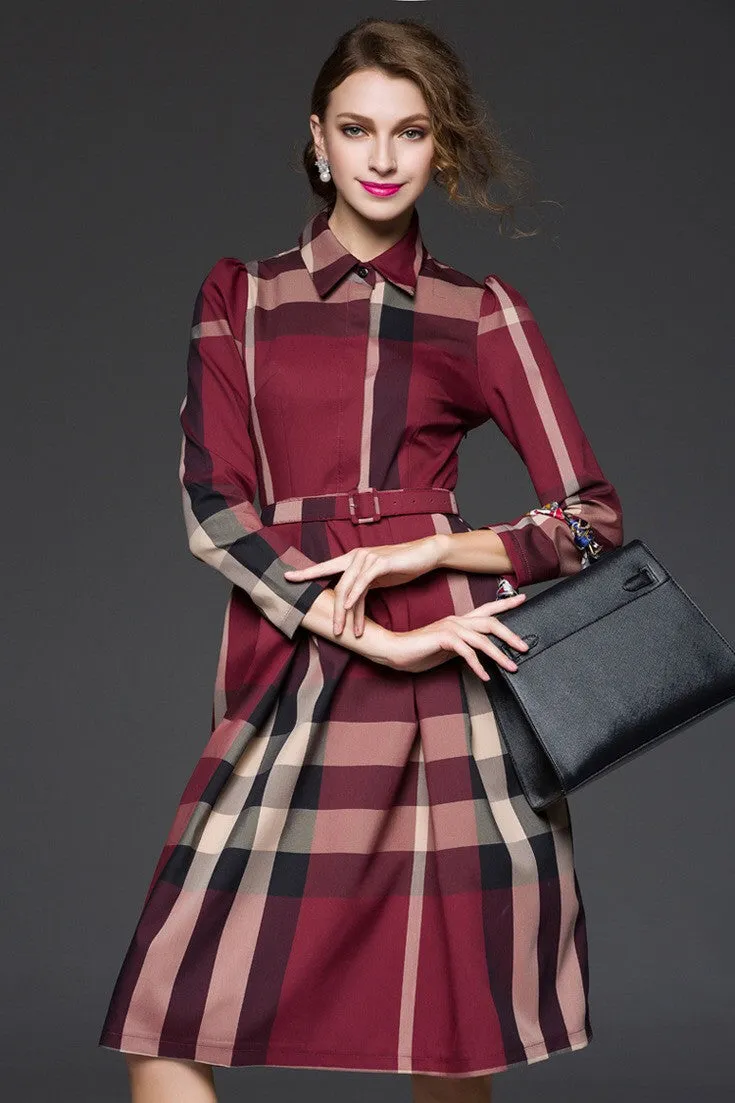 Plaid Dress W/ Belt