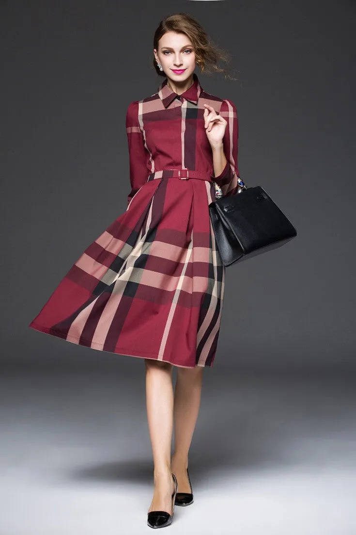 Plaid Dress W/ Belt