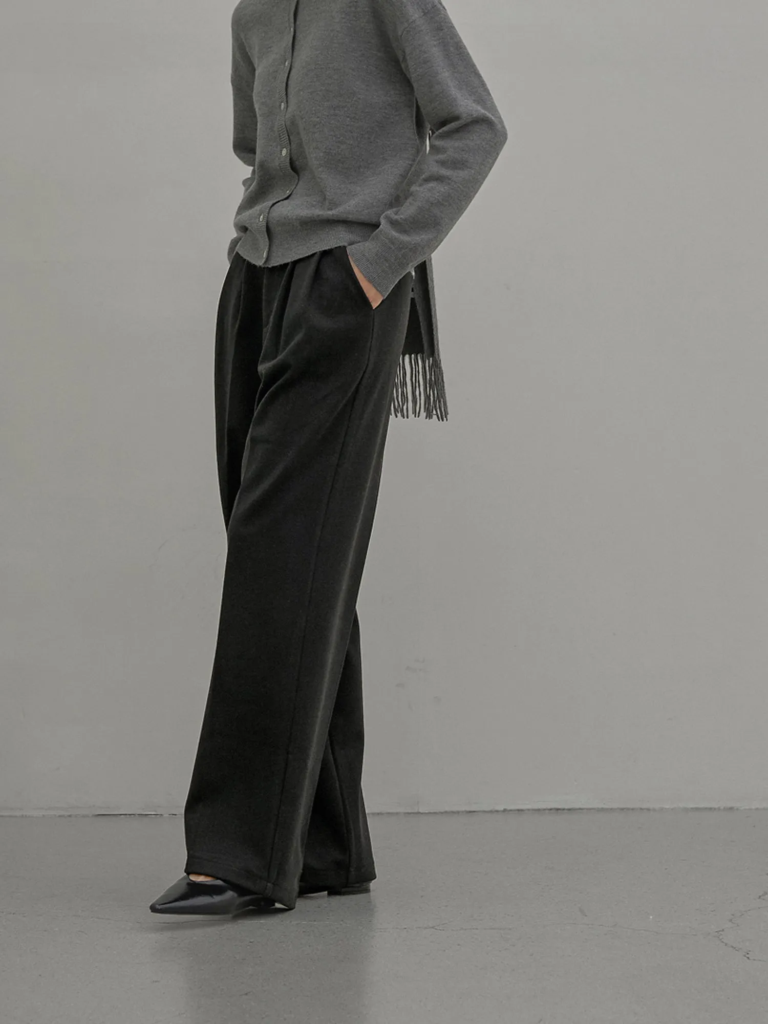 Point Pin-tuck Wide Pants