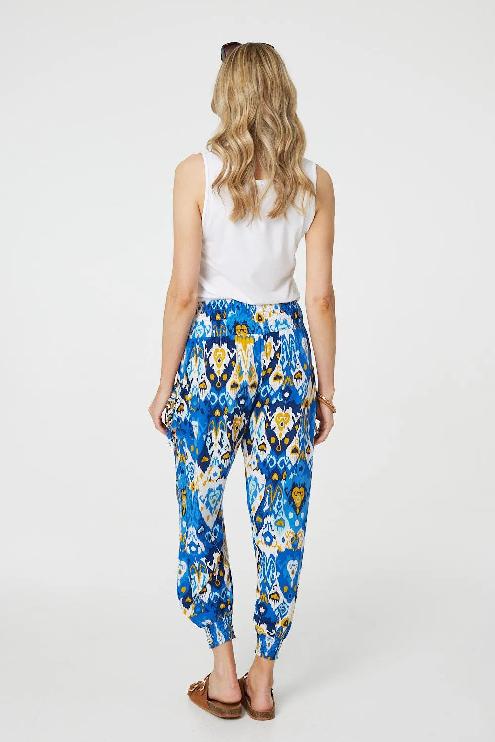 Printed High Waist Tapered Harem Pants