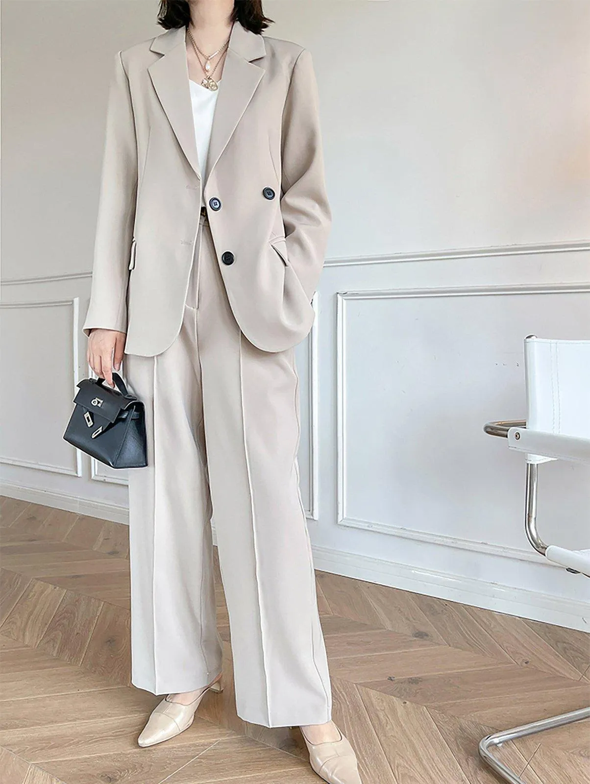 Relaxed Blazer & Wide Leg Pants