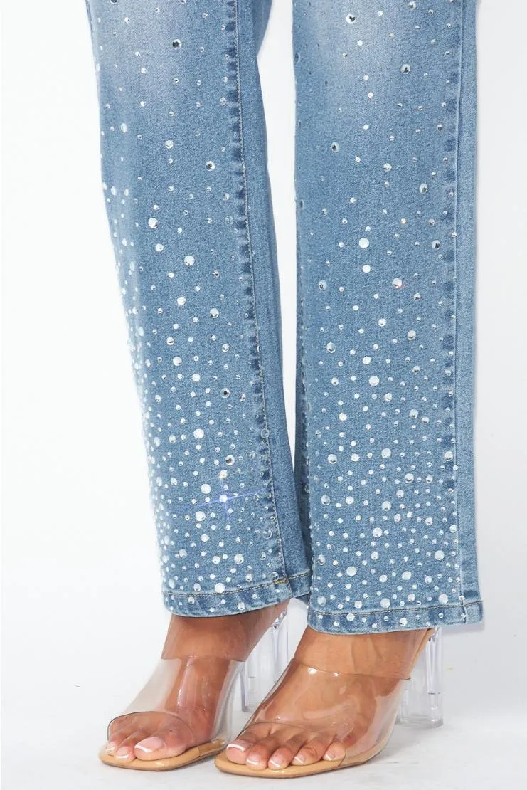 Sasha High Rise Rhinestone Jean Pants