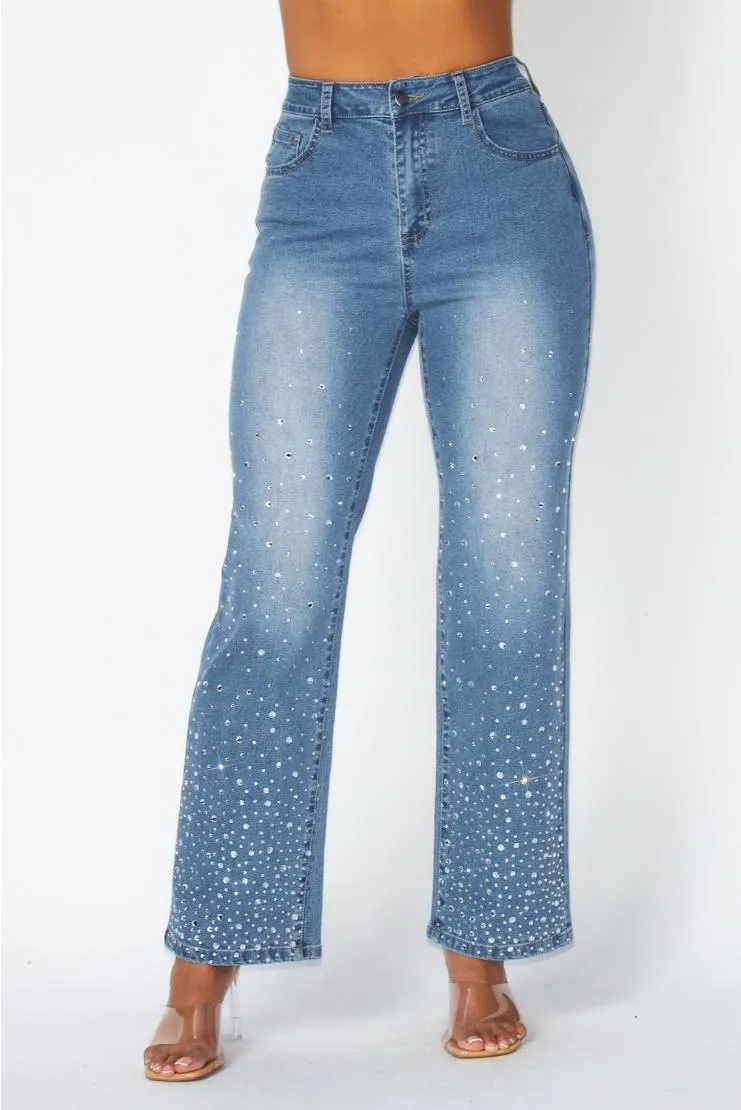 Sasha High Rise Rhinestone Jean Pants