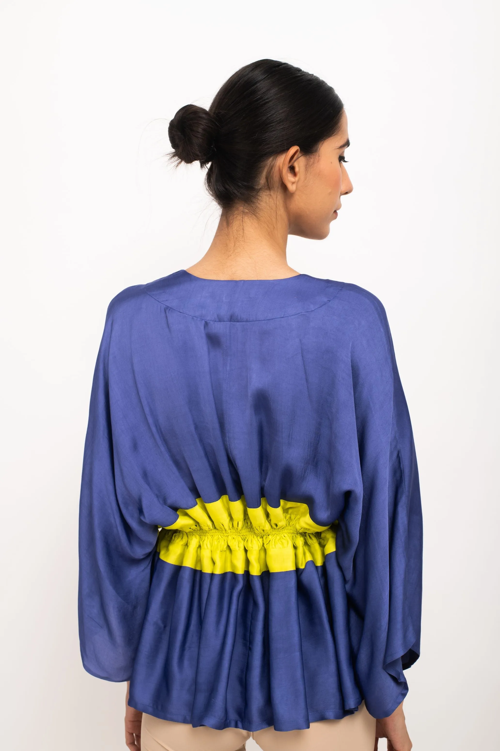 Short Cape with Neon Rouching Detail