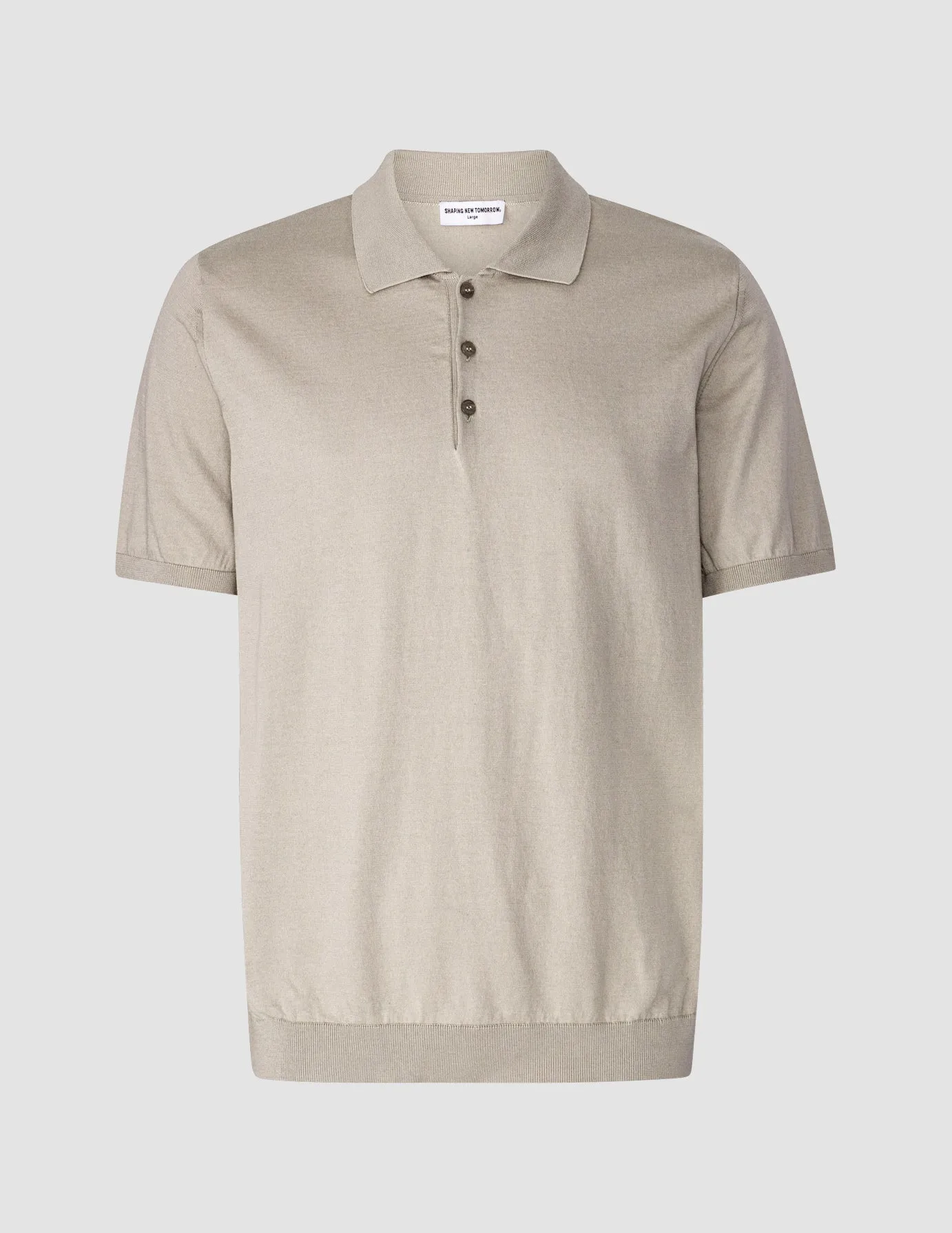 Silk / Cotton Short Sleeve Polo Light Grey