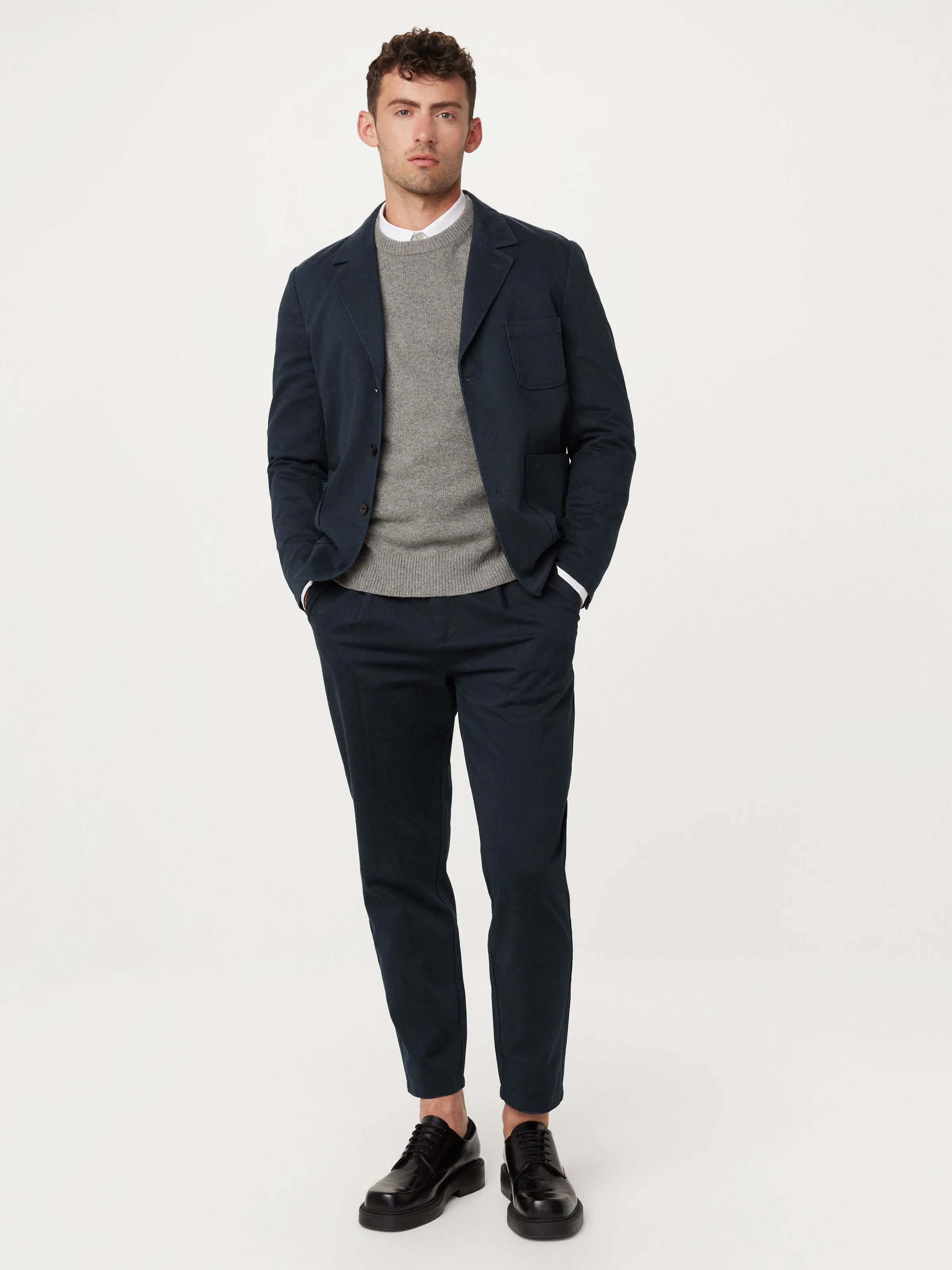 The 3-Button Twill Blazer in Deep Blue