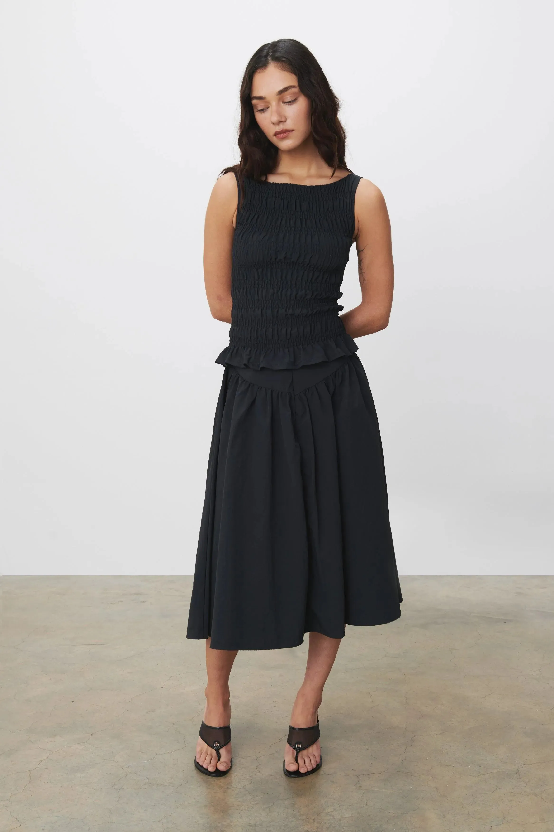 The Deba Midi Skirt, Onyx