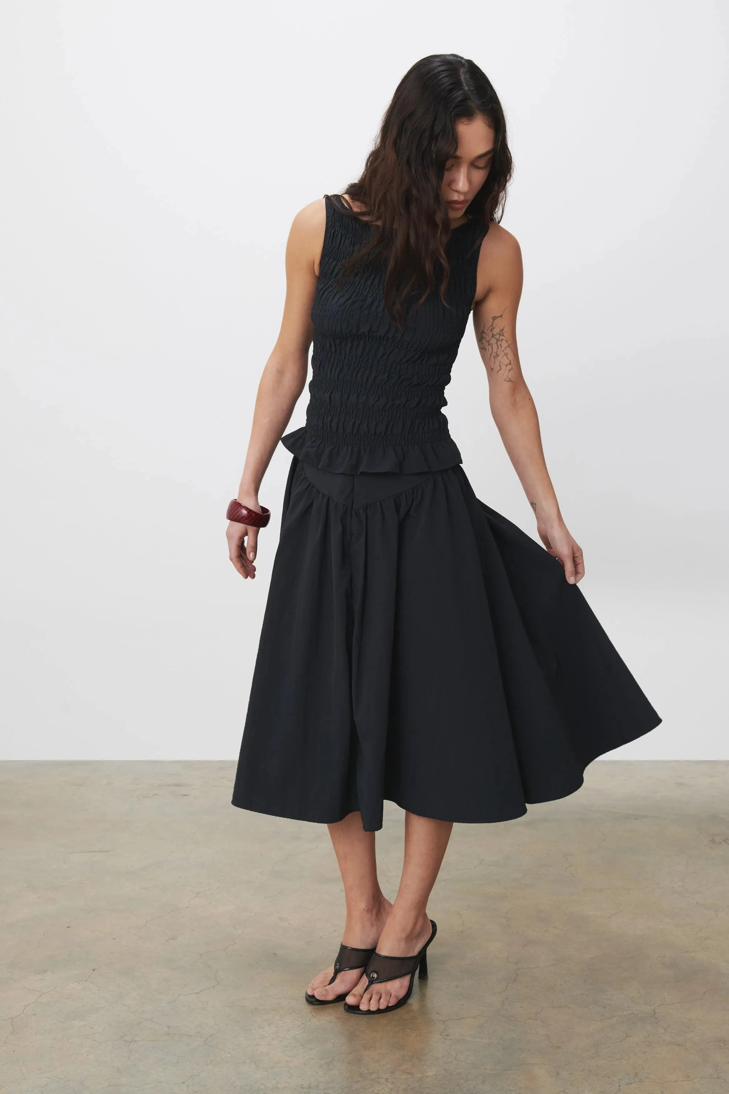 The Deba Midi Skirt, Onyx