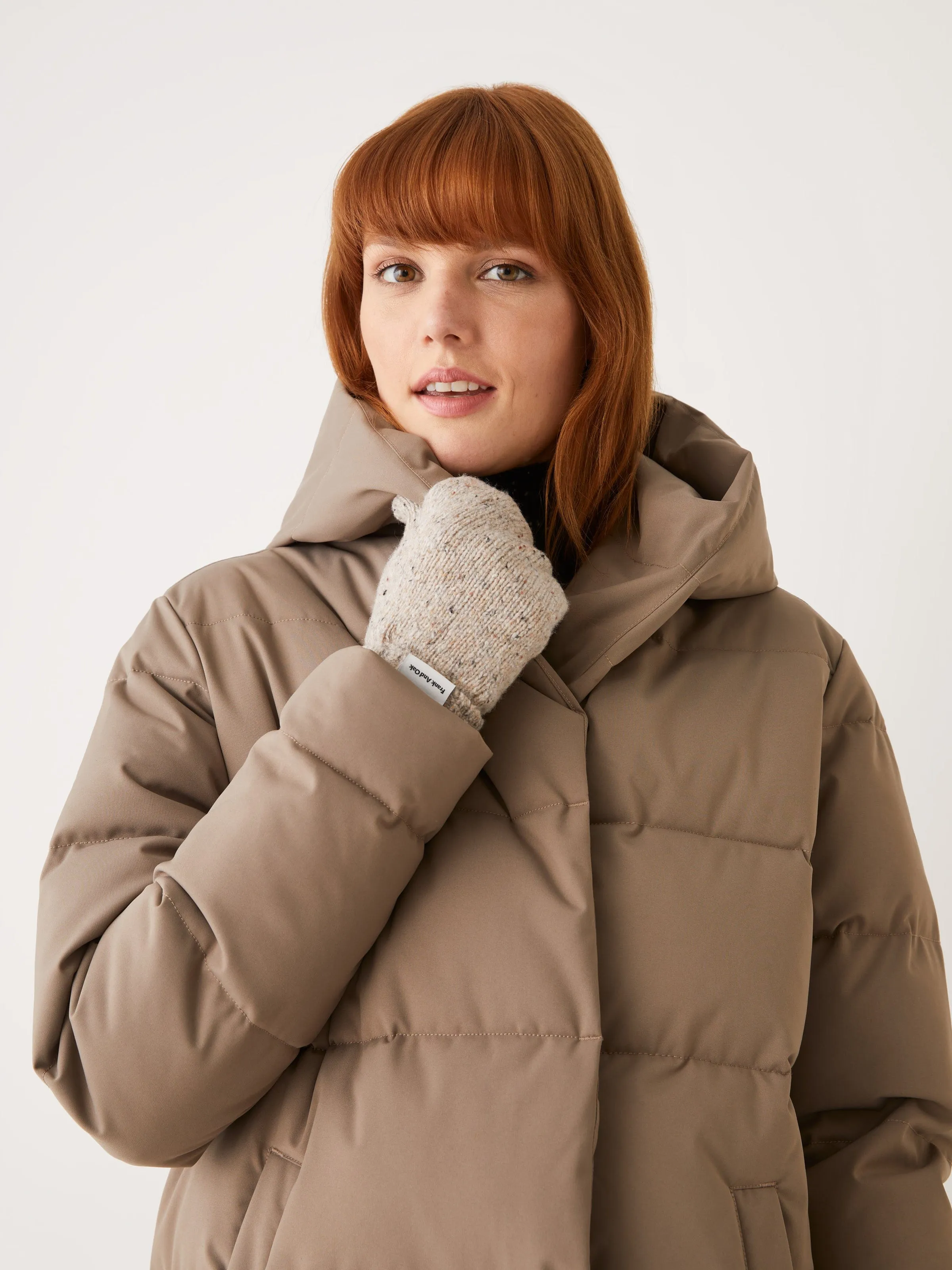 The Highland Long Puffer Coat in Walnut