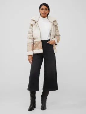 Vegan Leather Sherpa Puffer Coat