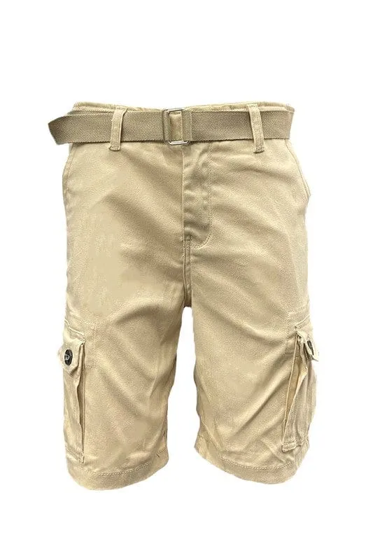 Weiv Mens Belted Cargo Shorts Pockets and Belt