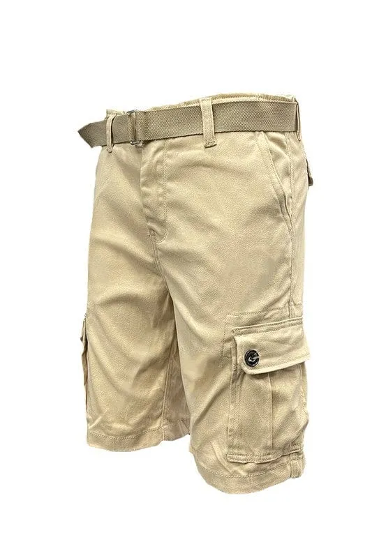 Weiv Mens Belted Cargo Shorts Pockets and Belt