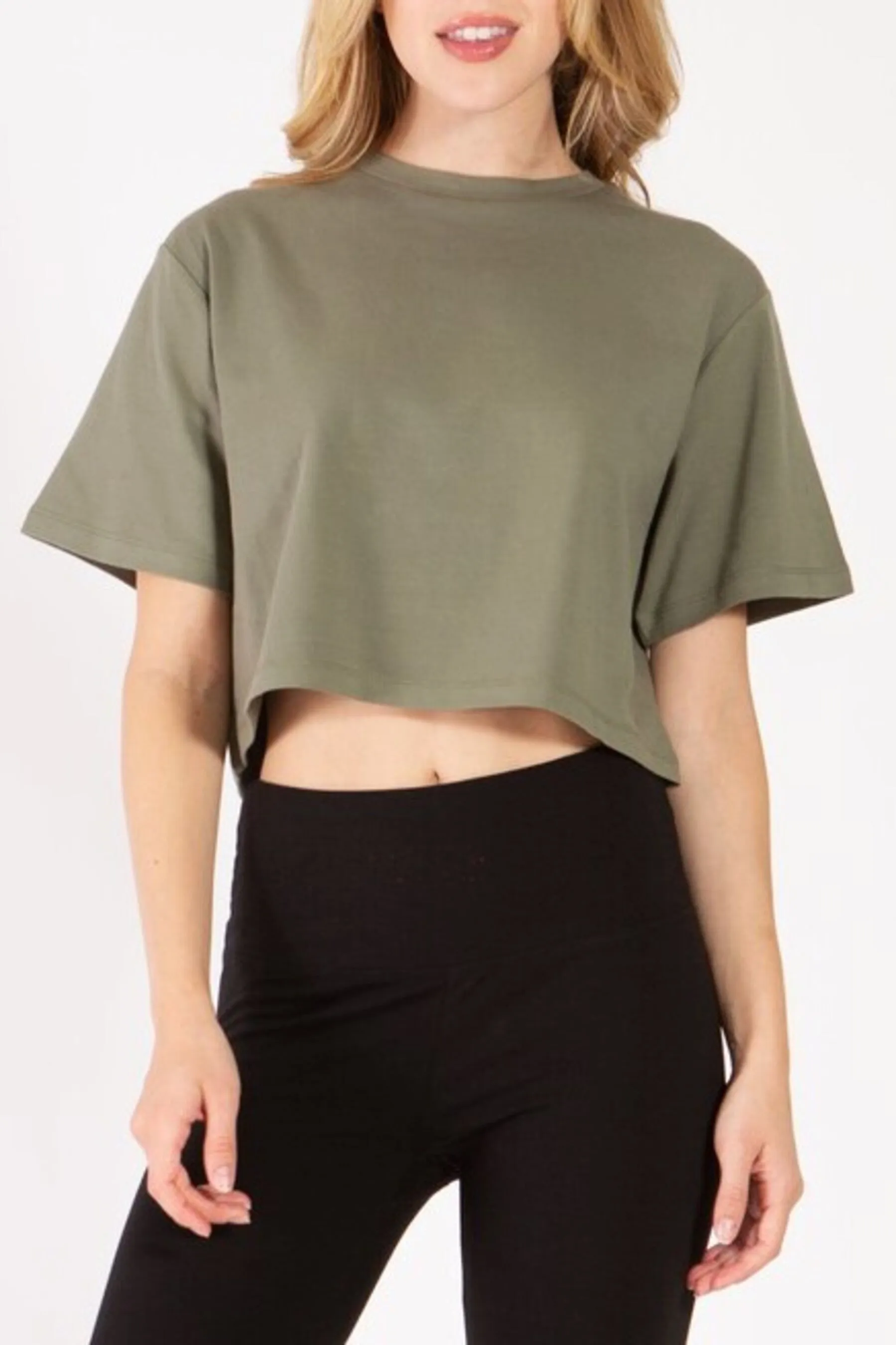 Women's Casual Short Sleeve Oversized Cropped T Shirt