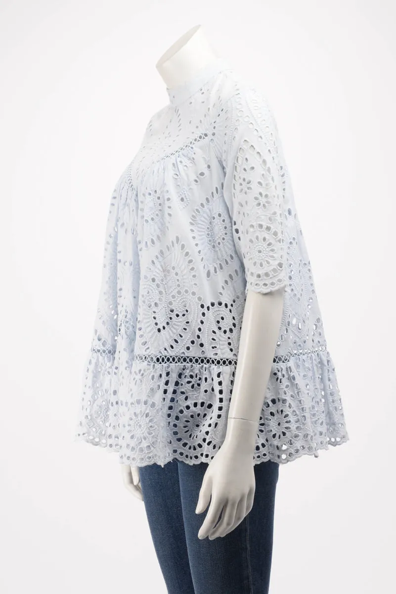 Zimmermann Ice Blue Broderie Anglaise S/S Top 0