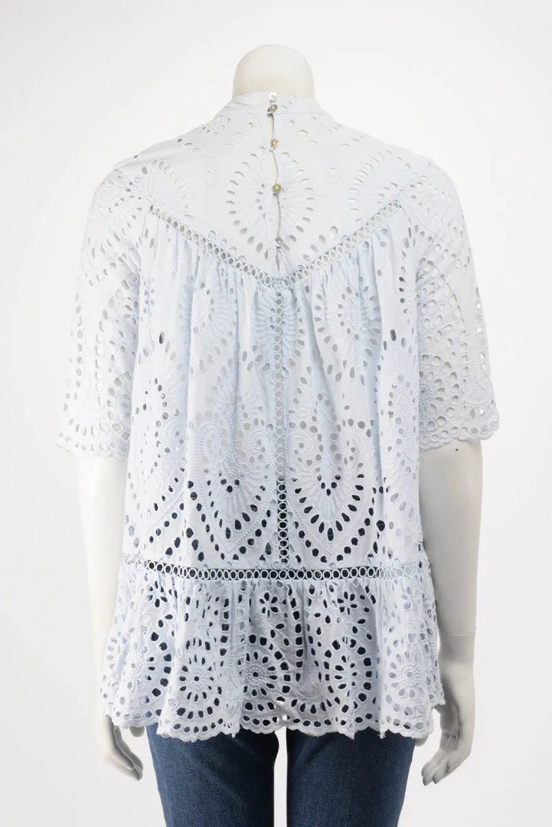 Zimmermann Ice Blue Broderie Anglaise S/S Top 0